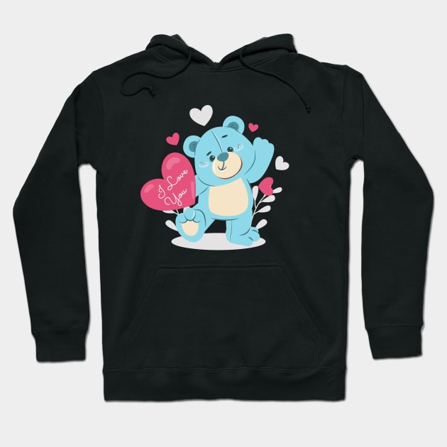 Bear With Heart Valentines Day Hoodie by alcoshirts